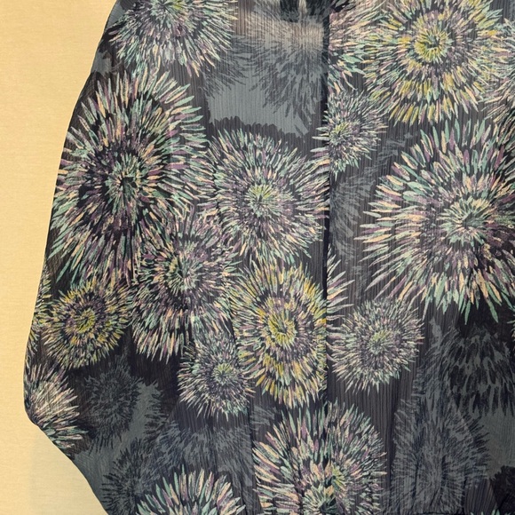 H-182 ANA A New Approach Blue & Green Sheer Short Sleeve Peplum Blouse Size MP - Picture 12 of 15